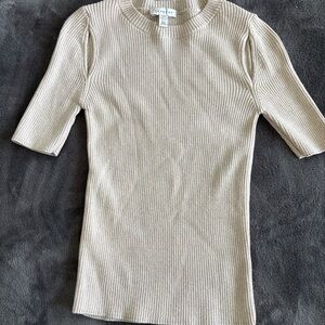 Topshop Ribbed Beige Knit Top | Size XS
